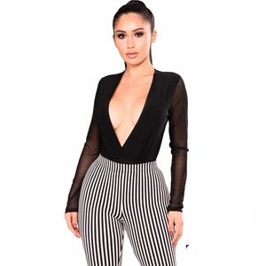 Sold! Black Deep V Bodysuit